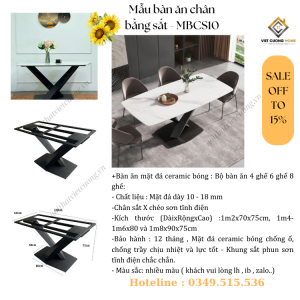Thông số kỹ thuật mẫu bàn ăn mặt đá MBCS10