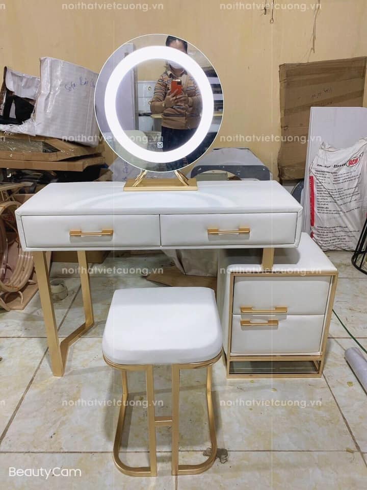 bàn trang điểm chân mạ vàng
