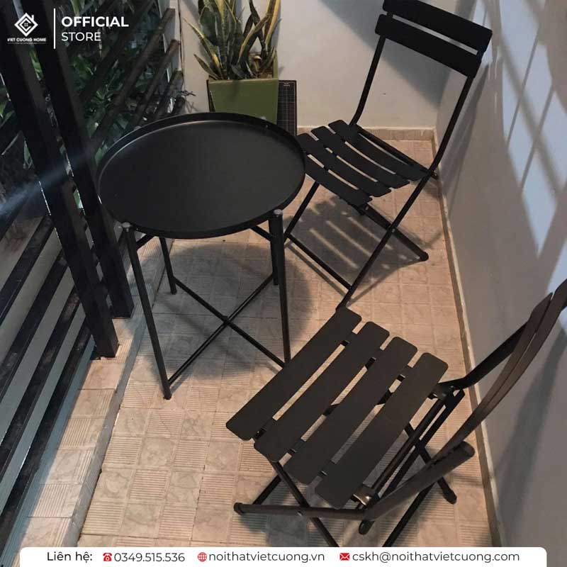 Bộ bàn ghế sắt gấp gọn chất lượng cho sân vườn