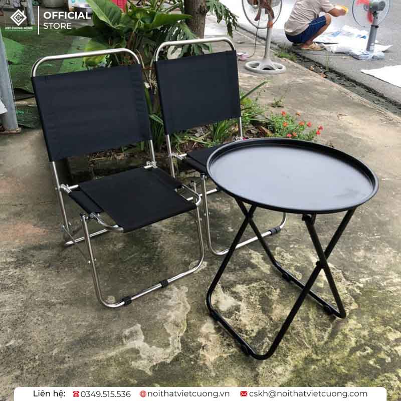 Bộ bàn ghế sắt gấp gọn chất lượng cho sân vườn