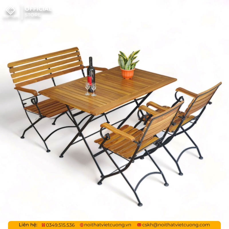 Bộ bàn ghế sắt gấp gọn chất lượng cho sân vườn
