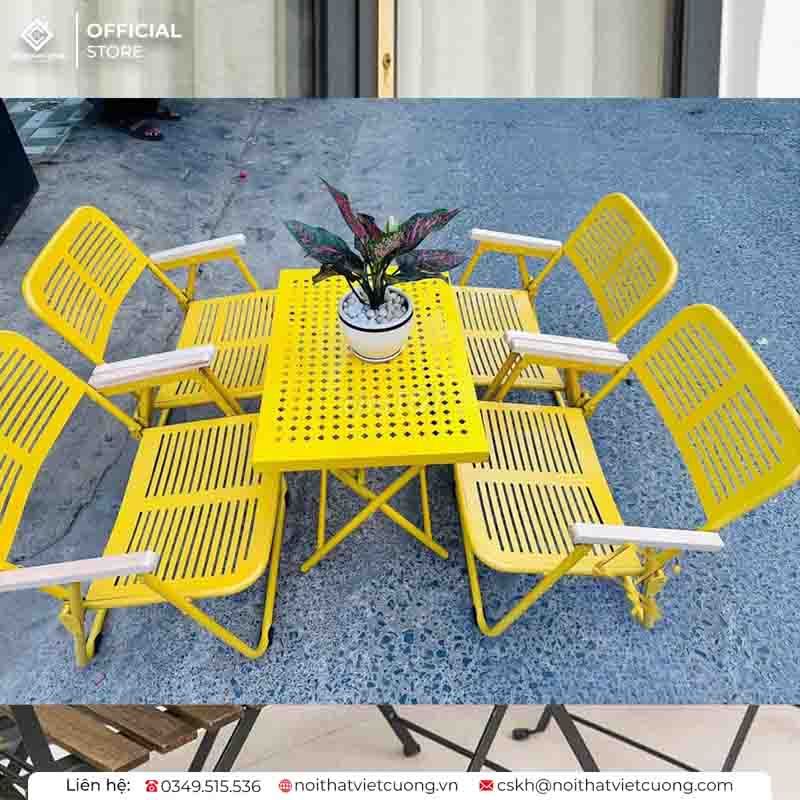 Bộ bàn ghế sắt gấp gọn chất lượng cho sân vườn