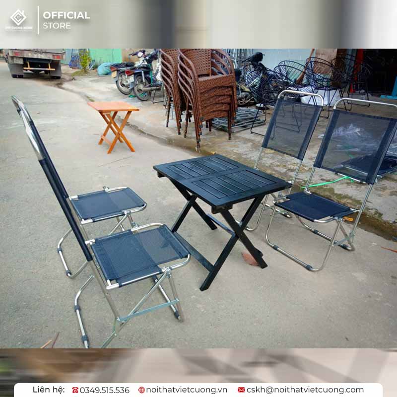 Bộ bàn ghế sắt gấp gọn chất lượng cho sân vườn