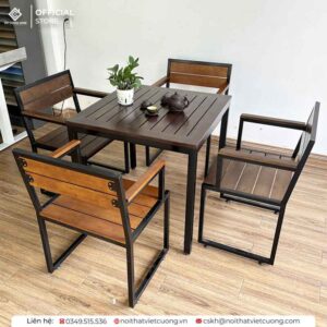 Bộ bàn ghế sắt mặt gỗ BGG01 với những ưu điểm vượt trội mang lại