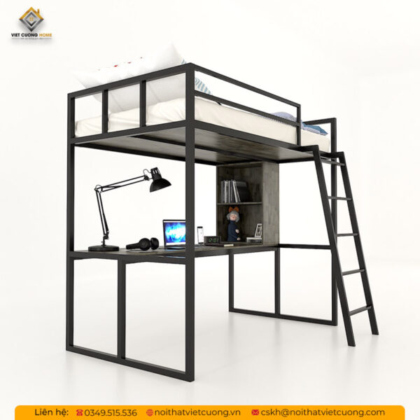 Giường tầng sắt có bàn học GTSB01
