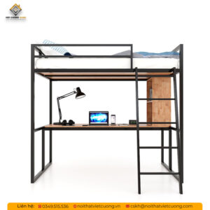 Giường tầng sắt có bàn học GTSB01