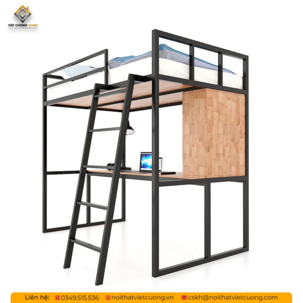 Giường tầng sắt có bàn học GTSB01