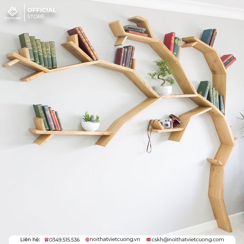 Mẫu kệ sách hình cây độc đáo