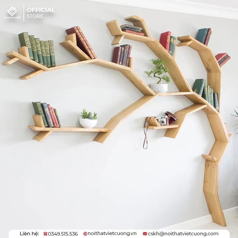 Mẫu kệ sách hình cây độc đáo