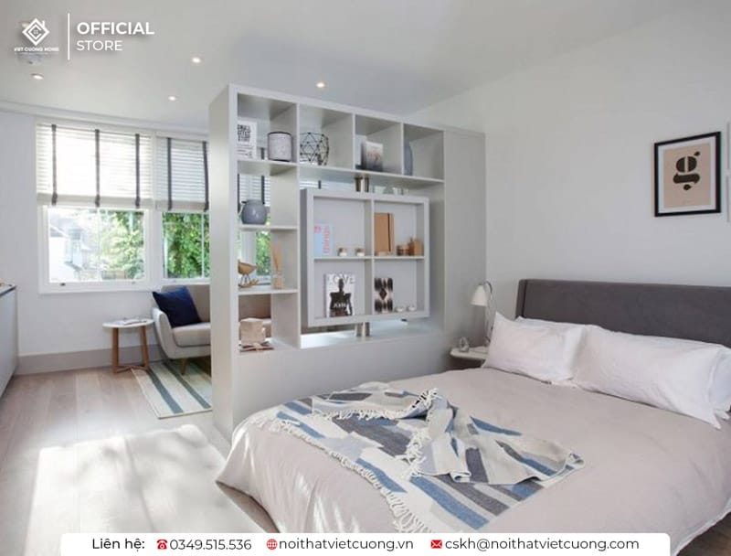 Cần lựa chọn kích thước kệ sách phù hợp với không gian phòng ngủ