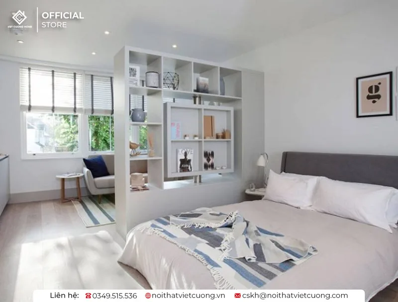 Cần lựa chọn kích thước kệ sách phù hợp với không gian phòng ngủ