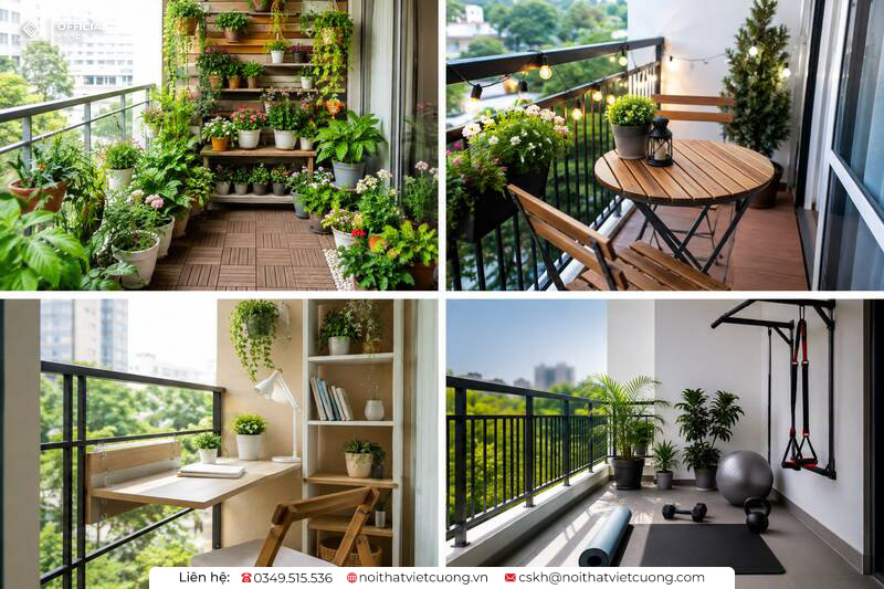 Kệ cây ban công cho căn hộ nhỏ là giải pháp được lựa chọn rất nhiều hiện nay