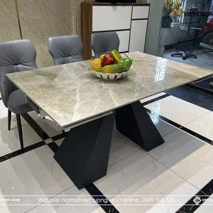 Mẫu bàn ăn 6 ghế mặt đá đẹp