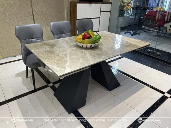 Mẫu bàn ăn 6 ghế mặt đá đẹp