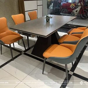 Mẫu bàn ăn 6 ghế mặt đá đẹp