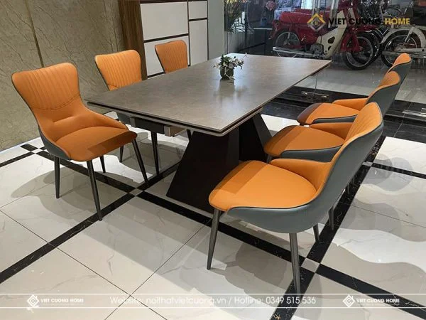 Mẫu bàn ăn 6 ghế mặt đá đẹp