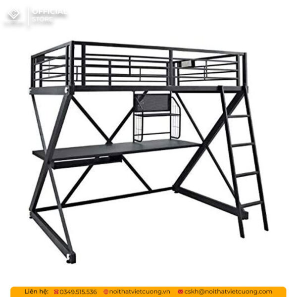 Giường tầng sắt mẫu GT1 – Kiểu dáng hiện đại, chắc chắn, có bàn học tiện dụng