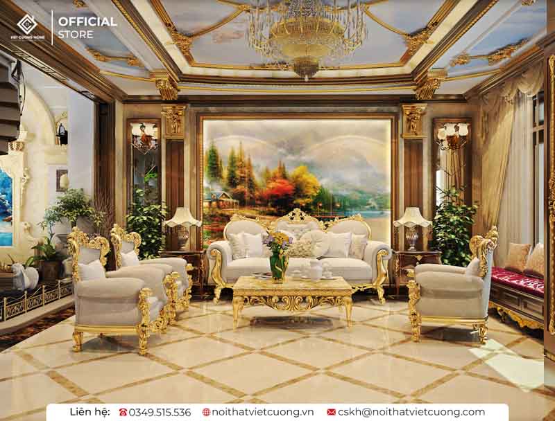Phòng khách với thiết kế cổ điển