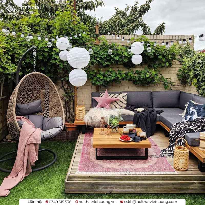 Không gian sân vườn với phong cách Boho tinh tế